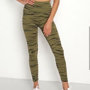 Beyond Yoga High Waisted Midi Legging Olive Green Tiger Print